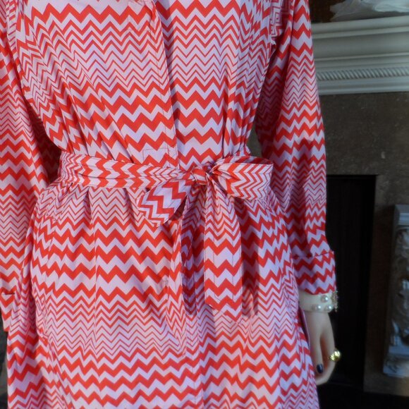 New Missoni For African Aid Red & White Zizzag Pattern Trench/Rain Coat Size L - Picture 7 of 16